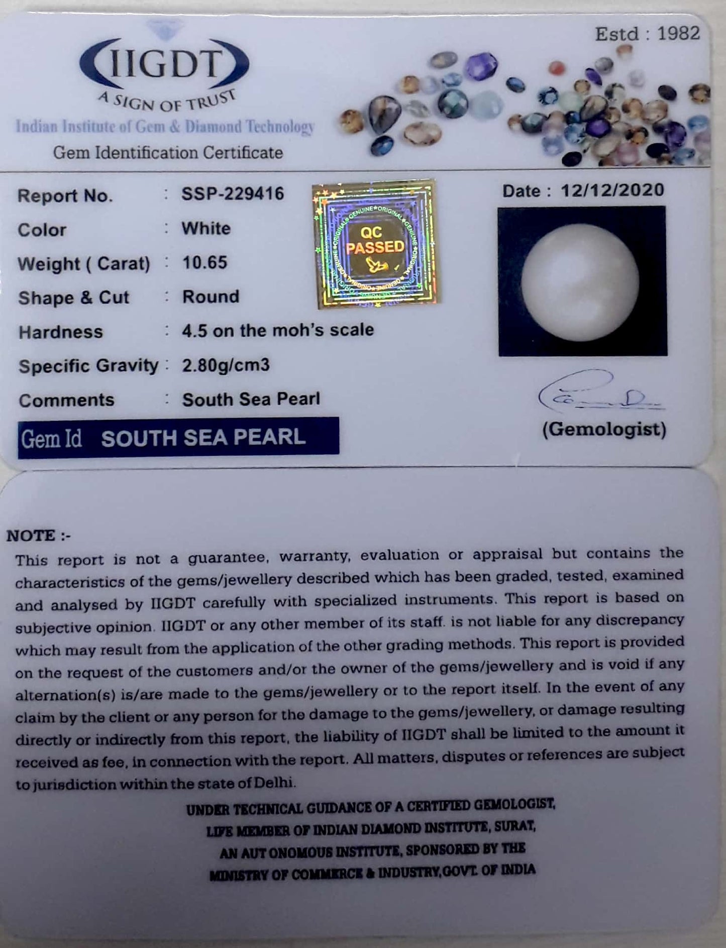 11.82 Carat Natural South Sea Pearl With Lab Certificate-700