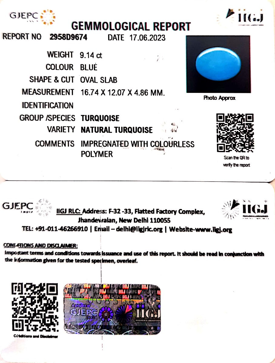 9.14/CT Natural Govt. Lab Certified Turquoise (832)