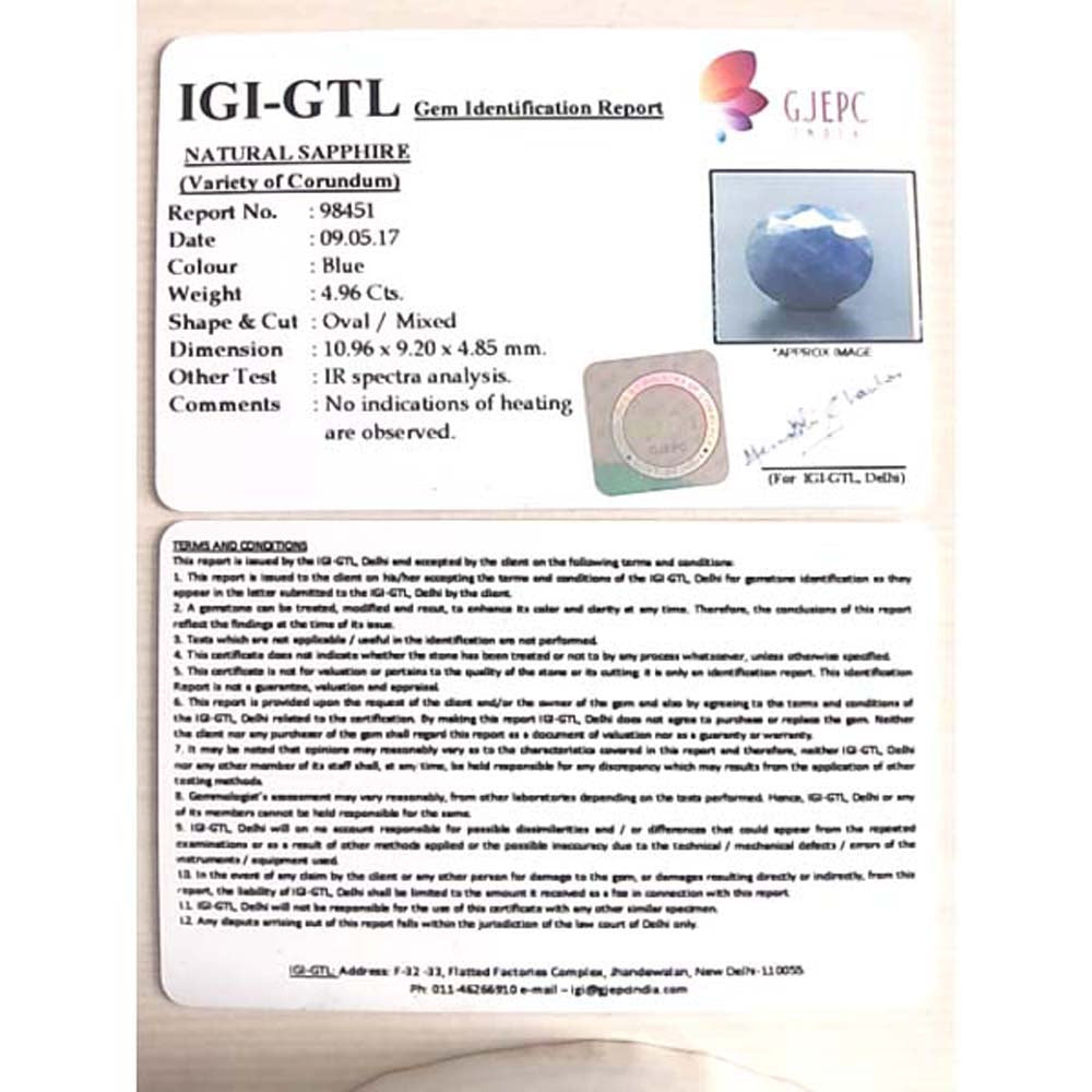 5.51 Ratti NATURAL  Blue sapphier with Govt Lab Certified-(2100)