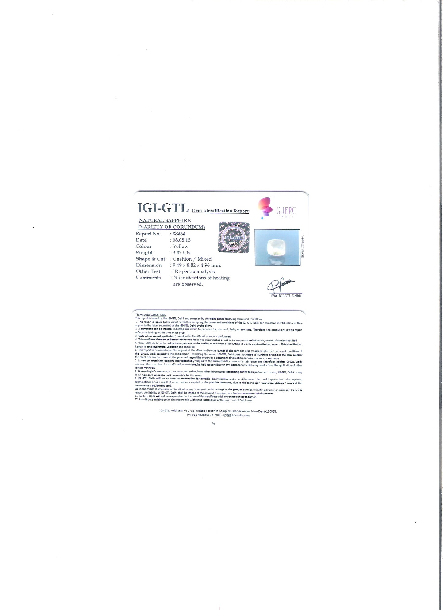4.30 Ratti Natural yellow sapphire with Govt Lab Certificate-(4100)