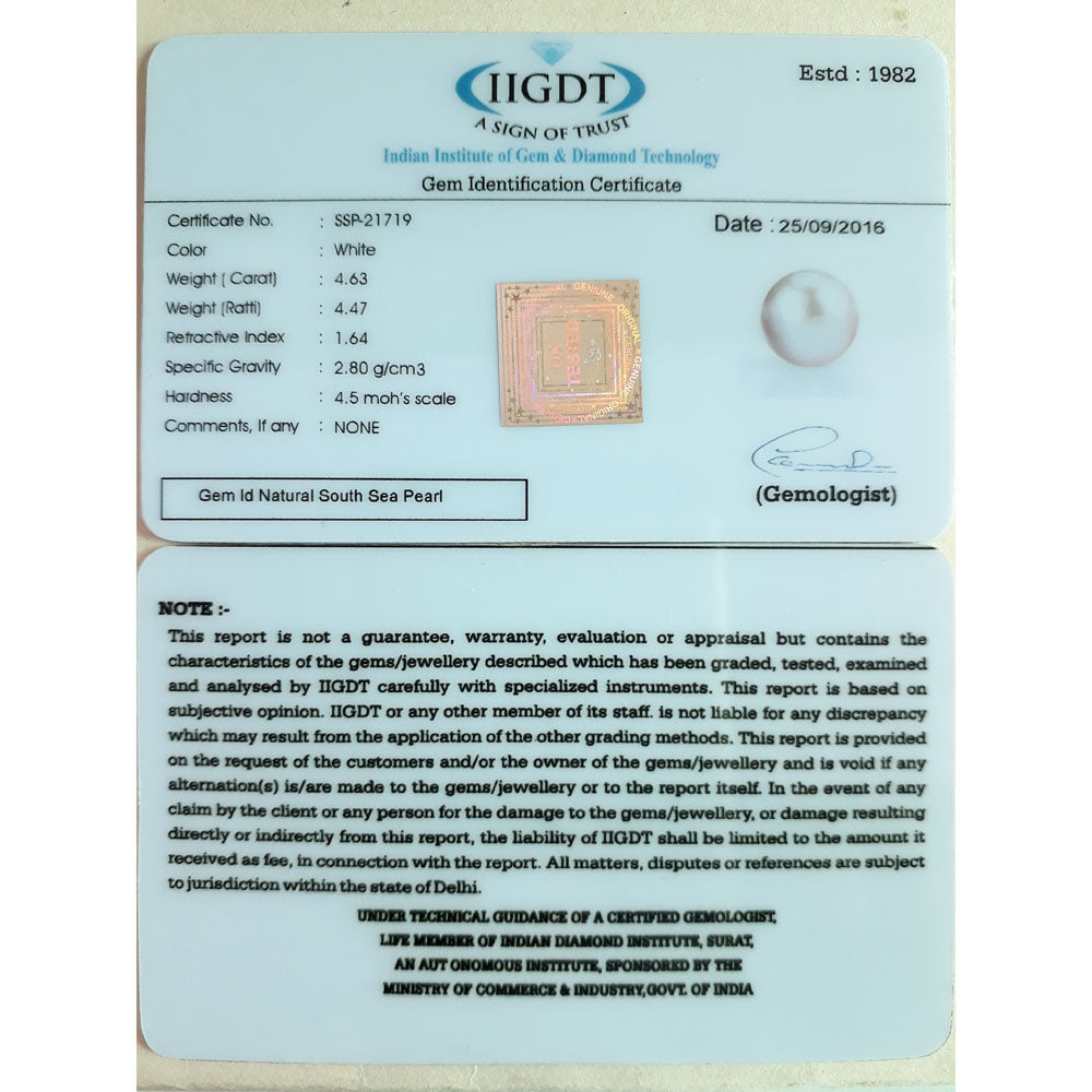 4.63/CT Natural South Sea Pearl with Lab Certificate (700)